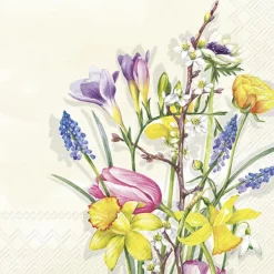 IHR Servietten Und Serviettenringe|Servietten>SPRING FLOWERS Cream Lunch-Servietten L1030860