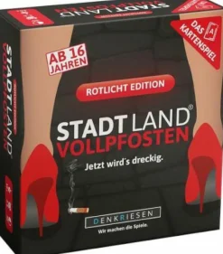 Denkriesen Erwachsenen Und Kennerspiele|Geschenkartikel Für Große>STADT LAND VOLLPFOSTEN® ROTLICHT EDITION Das Karte