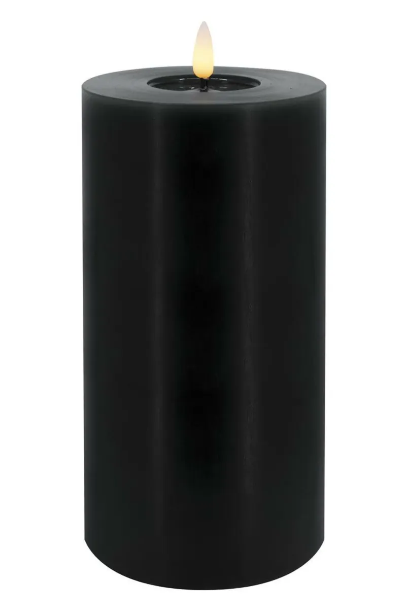 Candela Lights Kerzen, Leuchter Und Zubehör>Stumpenkerze LED Echtwachs winter black smooth,10x