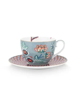 Pip Studio Farbe>Tasse mit Untertasse „Flower Festival!, hellblau,