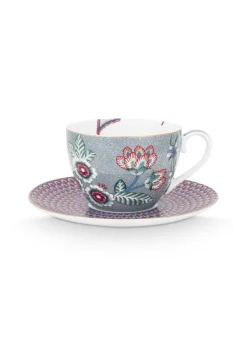 Pip Studio Farbe>Tasse mit Untertasse „Flower Festival!, hellblau,