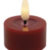Candela Lights Kerzen, Leuchter Und Zubehör>Teelicht LED 2er Set Echtwachs winter red smooth,4