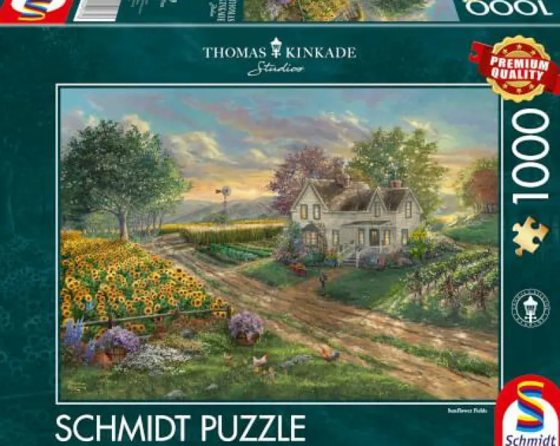 Schmidt Spiele Erwachsenenpuzzle>Thomas Kinkade: Sonnenblumenfelder - Puzzle 1000 T
