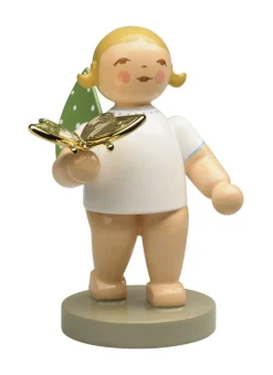 Wendt&Kühn Figuren>Träumer, Engel mit Schmetterling,vergoldet, Golded