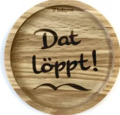 Holzpost Barzubehör>Untersetzer aus EICHE Dat löppt!