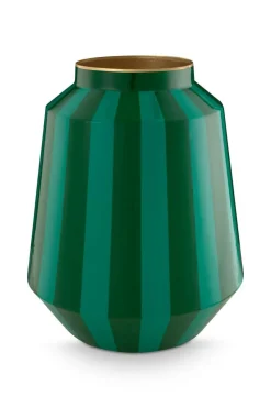 Pip Studio Vasen>Vase, Metall, Streifen, grün, 24x29cm