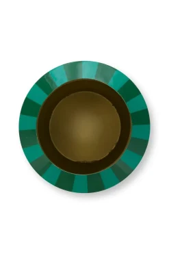 Pip Studio Vasen>Vase, Metall, Streifen, grün, 24x29cm