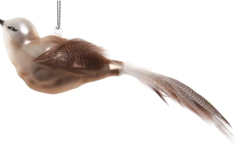 Shishi AS Baumschmuck Und Zubehör>Vogel 20cm mit Feder, glas, grau/silber