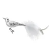 Inge Glas Manufaktur Baumschmuck Und Zubehör>Vogel, White Feathers 11cm, Vogel auf Klemme