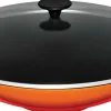 Le Creuset Wok>Wok mit Glasdeckel 36 cm Ofenrot